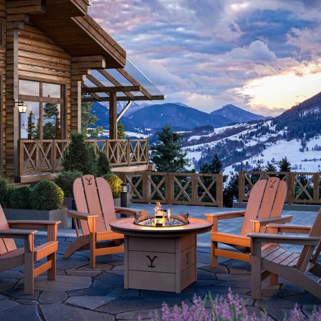 Yellowstone Adirondack Fire Pit Set - Yellowstone Furniture - Yellowstone Chair - Global Outdoors Outdoor Furniture